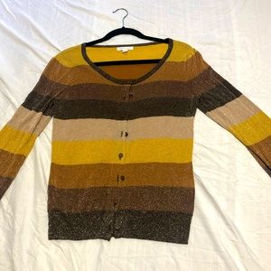 NY&CO sequin color block crew neck cardigan